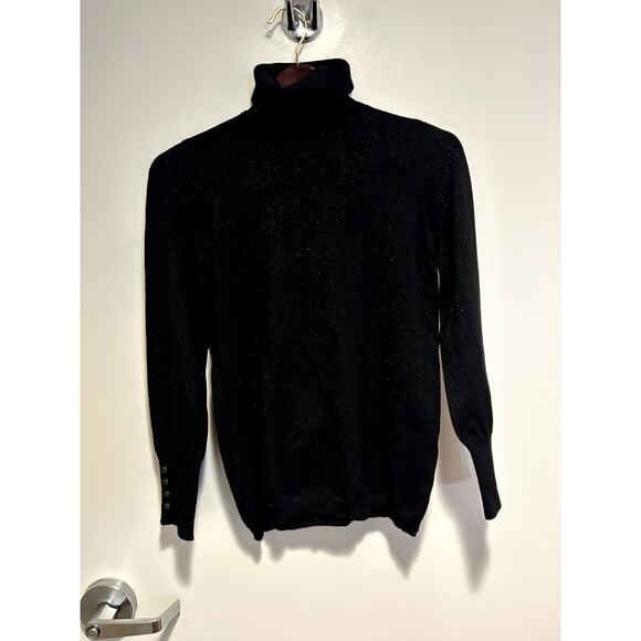 Chico's Lurex Black Shimmer Turtleneck Size 0 - Picture 5 of 12